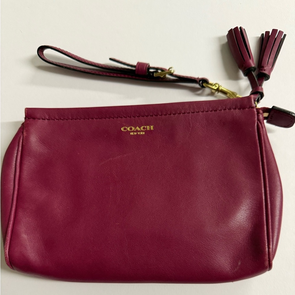 Coach Maroon Leather Wristlet